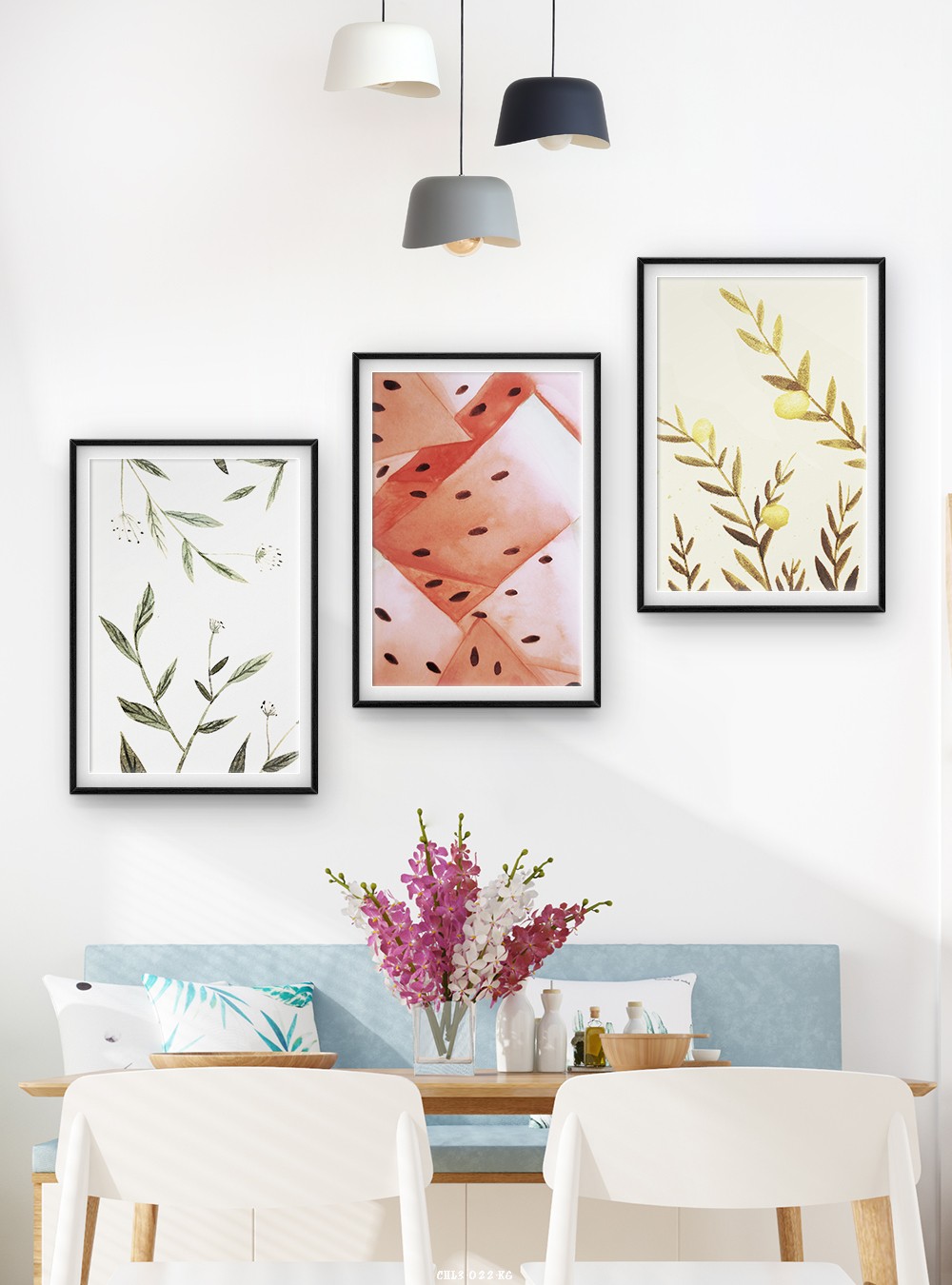 Hoa lá tranh vẽ CHL3-022-KG